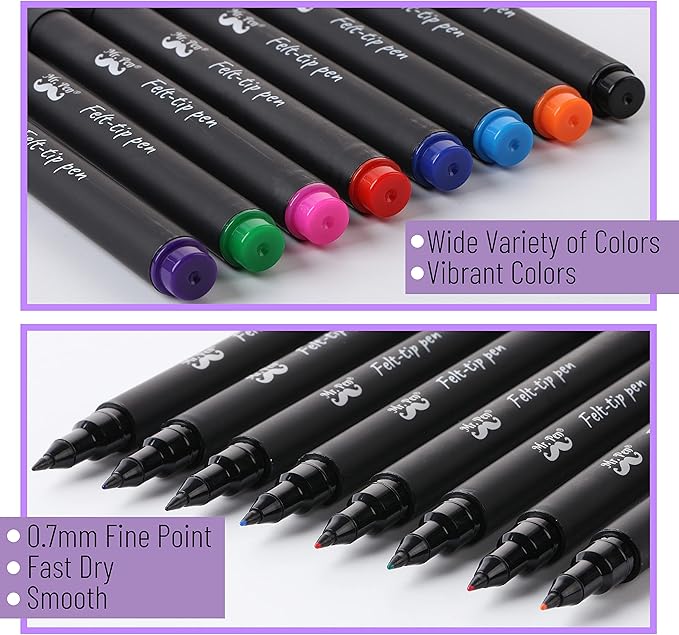 Mr. Pen- Felt Tip Pens, Fine Point, Pack of 8, Fast Dry, No Smear, Colored Pens, Journaling Felt Pens, Planner Markers