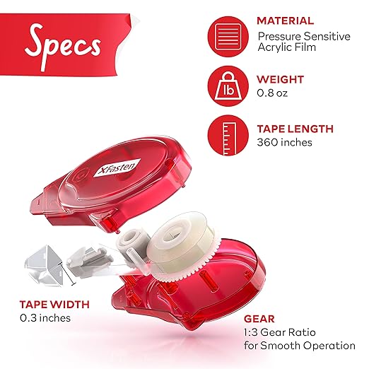 XFasten Adhesive Roller for Scrapbooking, 8mm x 30ft 24-Pack Double Sided Glue Tape Roller Scrapbook Supplies for Adults, Photo Tape for Scrapbooking