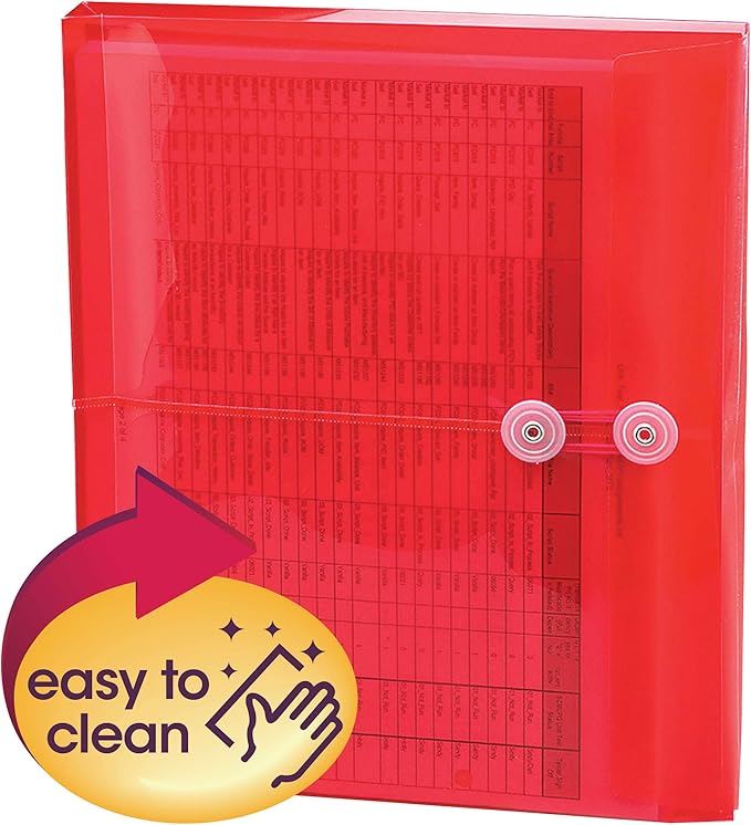 Smead Poly Envelope, 1-1/4" Expansion, String-Tie Closure, Side Load, Letter Size, Red, 5 per Pack (89527) (Pack of 2)