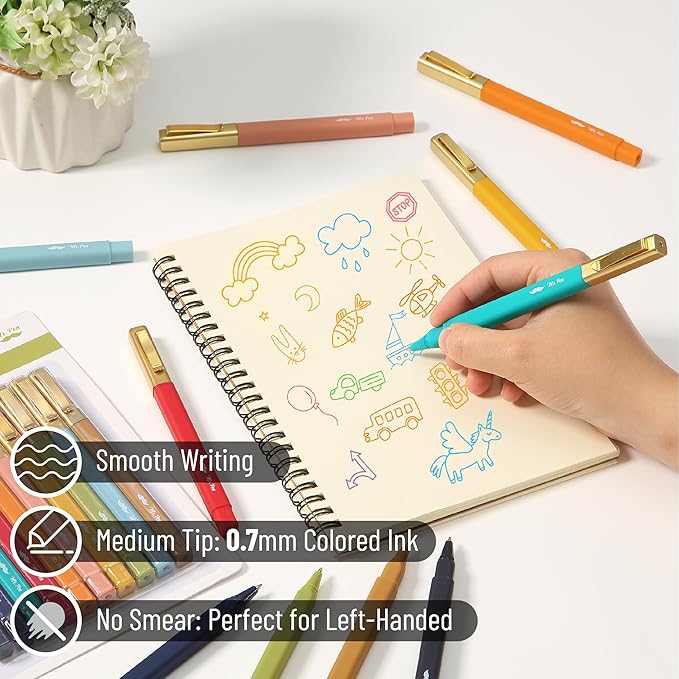 Mr. Pen- Aesthetic Pens, 10 Pack, Vintage Color Ink, Fast Dry, No Smear Bible Pens No Bleed Through, 0.7mm Fine Point Pen, Ballpoint Pens Ballpoint, Fine Tip Pens for Note Taking, Pens Aesthetic