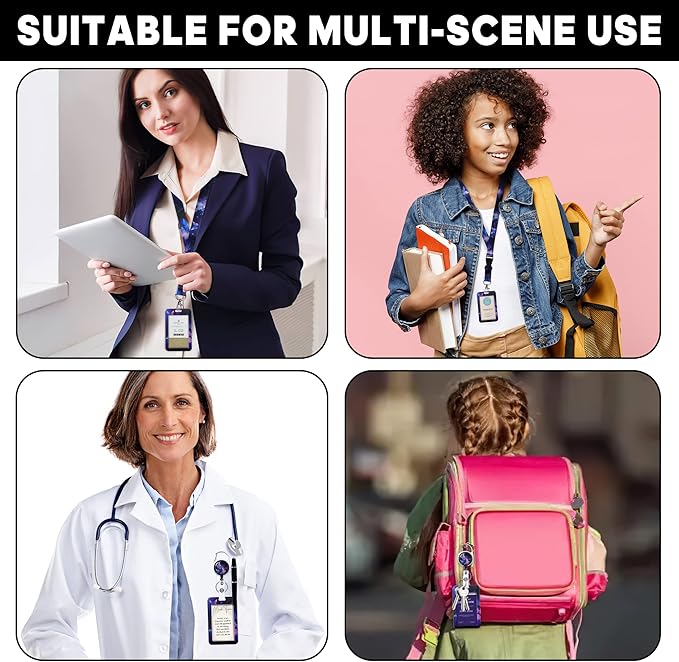 Cute ID Badge Holder with Lanyard Retractable Badge Reel Clip Funny Lanyards for ID Badges Name Tags Keychain for Office Teacher Doctor Student Women Men Nurse Accessories for Work