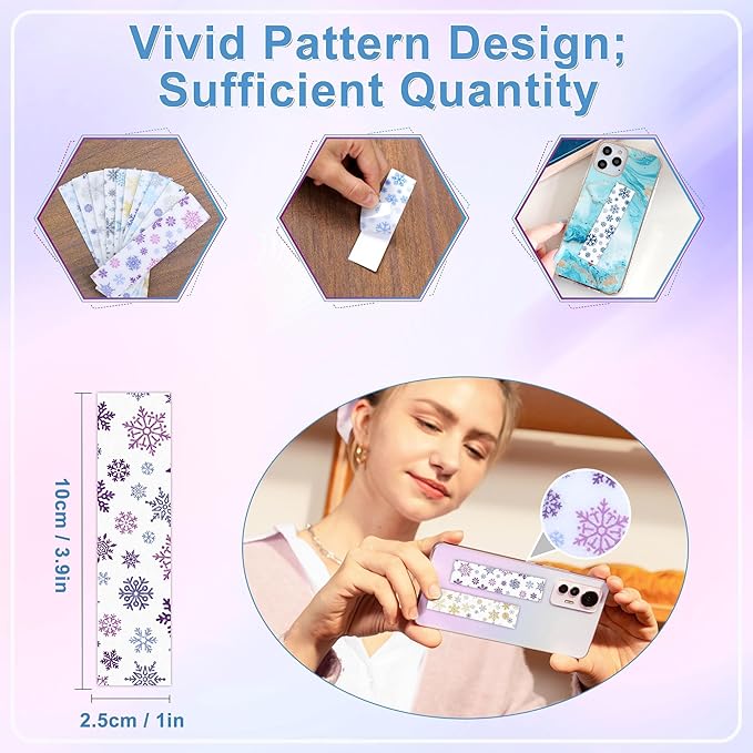 50PCS Calm Strips for Anxiety Sensory Stickers Calm Stickers for Relieve Adults Kids Teens Fidgets Stress Office&Classroom Supplies Anxiety Relief Items with Tactile Textured Surface (Snowflake)