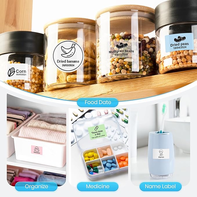 POLONO Genuine Thermal Labels for PM220S Label Makers, 1.57"x1.18" (40x30mm) Thermal Label, Waterproof, Multi-Purpose Self-Adhesive Labels for Small Bussiness, Office, School, 230 Labels/Roll (Pink)