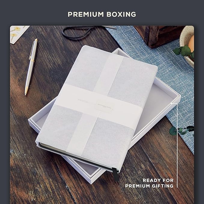 BEECHMORE BOOKS Lined Journal Notebook, 5.8 x 8.3 inch, A5 160 Lined Pages, Hardcover Leather Journals for Women, Men, Writing and Notebooks for Work - 120 GSM Thick Paper, Gifts Box Included