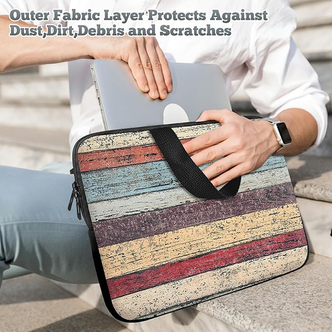 Universal Tablet Laptop Sleeve Case 10 inch, Retro Wood Slim Carrying Case Durable Handbag Travel Laptop Bag for 7 to 10-inch Laptops/Notebook/Kids Tablet/ipad/eBook Readers
