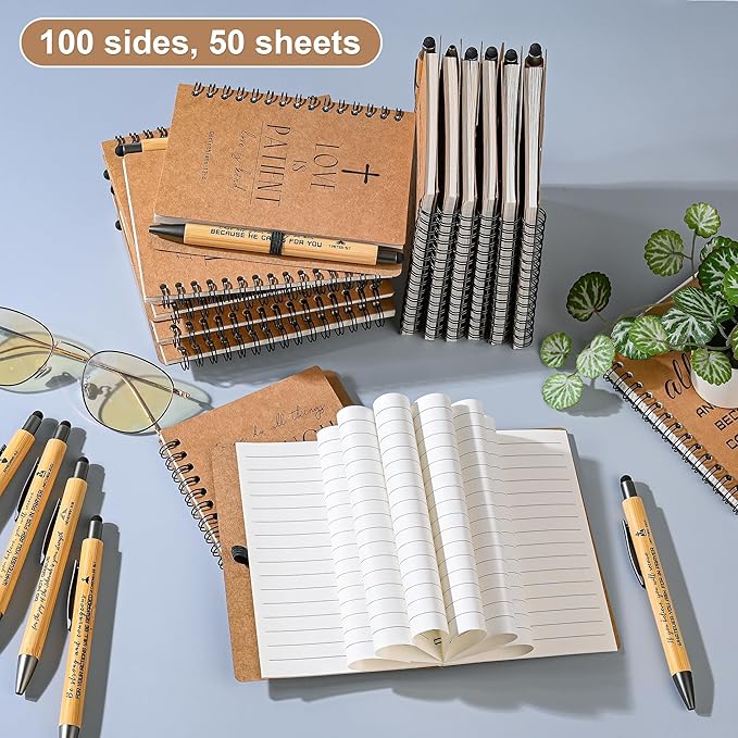 INSADA 10 Sets of Christian Gifts Spiral Notebooks Bulk Journals with Christian Pens Prayer Journal Christian Journal for Teachers Students Friends Colleagues and Family Christmas Gifts