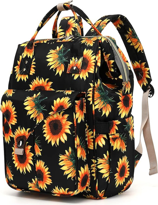 Sunflower Laptop Backpack College School Backpack Bookbags Nurse Backpacks Travel Bags Casual Daypacks for Women Girls Fits 15.6 Inch Notebook