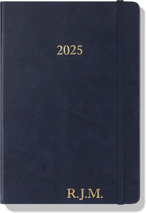 Wykeham's Executive 2025 Daily Journal Planner – Customization Available (Personalized Royal Blue, 8.5"×5.5")