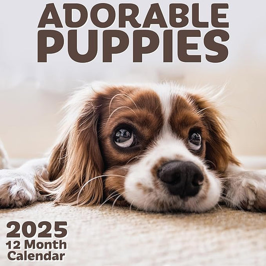 EcoEarth - Biodegradable 11x17 Inch (Open) 12-Month Vertical Hanging Wall Calendar - 2025 Monthly Calendar - Adorable Puppies