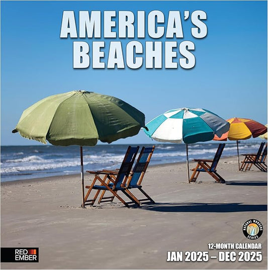 RED EMBER America's Beaches 2025 Wall Calendar 12 Month | 12" x 24" Open | Thick & Sturdy Paper | Giftable | Calendar 2025