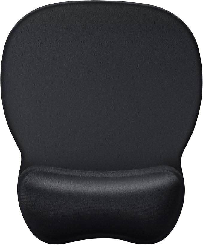 MROCO Ergonomic Mouse Pad with Gel Wrist Rest, Comfortable Mousepad with Smooth Wrist Support Surface and Non-Slip PU Base for Pain Relief, Computer, Laptop, Office & Home, 9.4 x 8.1 in, Black Color