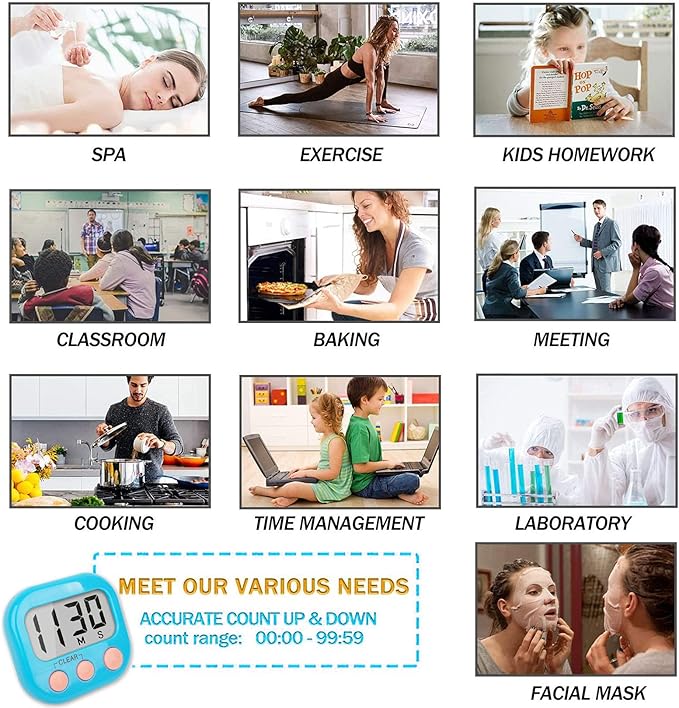 Classroom Timers for Teachers Kids Large Magnetic Digital Timer 12 Pack-Blue White