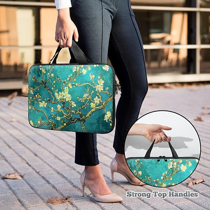 Universal Laptop Sleeve Tablet Case 12 inch, Art Plum Blossom Slim Carrying Case Durable Handbag Travel Laptop Bag for Surface Pro 9 8 7/Laptop Go 2 3, MacBook Air 11/12