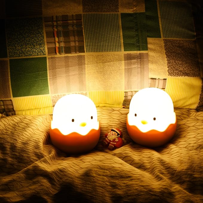 Kids Night Light, Cute Creative Egg Shell Baby Night Light with Touch Sensor, Nursery Night Lights, Kawaii Desk Accessories, Room Decor for Boys Girls Kids Gifts