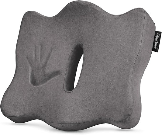 Seat Cushions for Long Sitting Office Chairs - Pressure Relief Seat Cushion, Sciatica & Back Support, Memory Foam Office Chair Cushion with a Storage Bag (Light Grey)