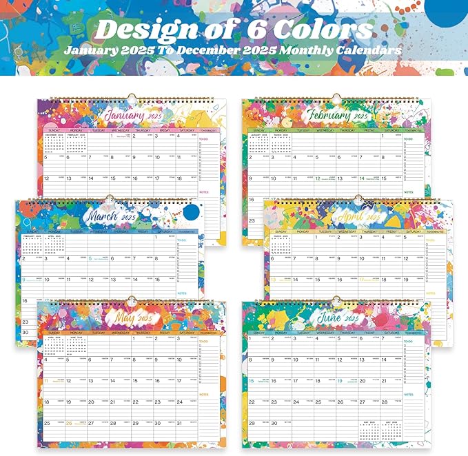 2025 Calendar 12 Month Wall Calendar 2025, Jan to Dec 2025 Calendar with Julian Dates, 14.8" X 11.5" (2025 Wall Calendar Colorful)