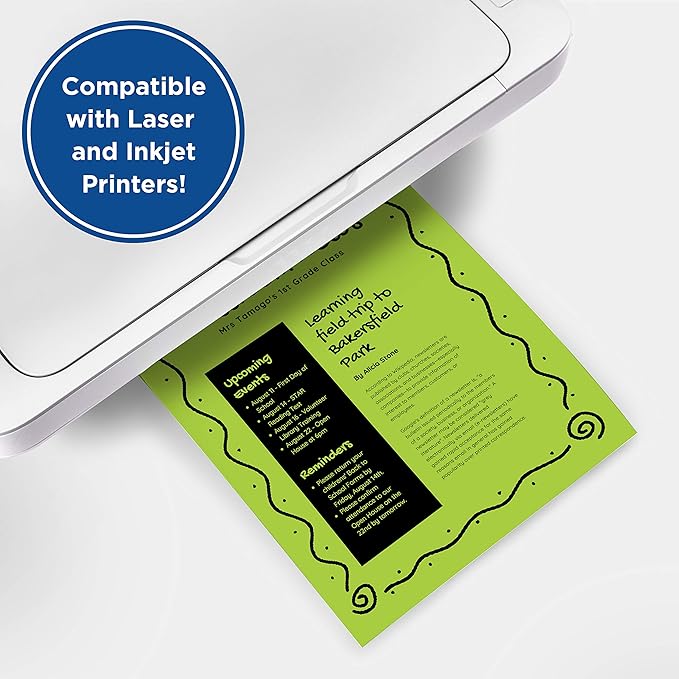 Printworks Neon Colored Paper, 24 lb, 5 Assorted Florescent Colors, FSC Certified, 100 Sheets, 8.5 x 11 Inch (00579), Single (Pack of 2)