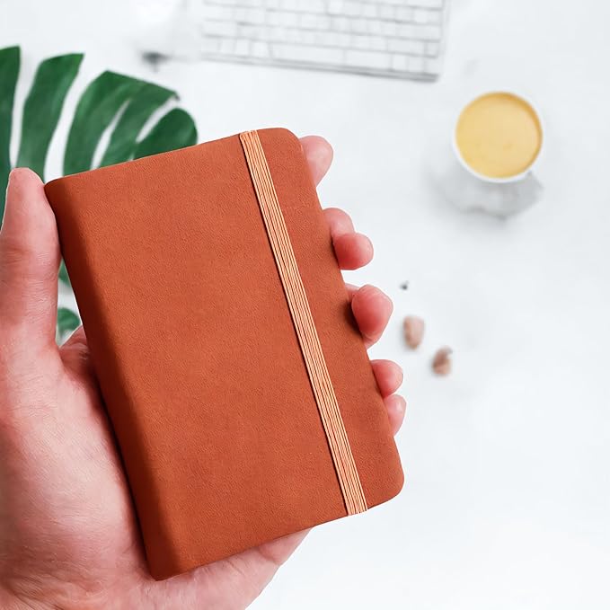 8 Pack Pocket Notebook Small Notebook, 3" x 4.4" Journal Notebook Hardcover with Thick Lined Paper, 200 Pages Leather Cover Mini Journal Notepad (Brown)