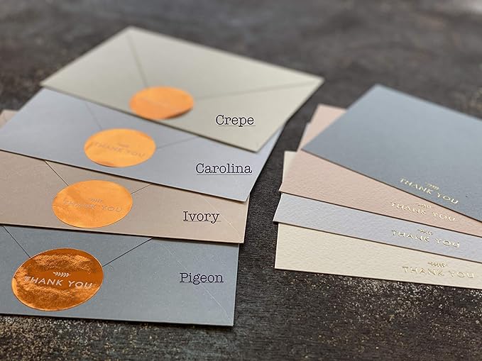 RUN2PRINT (36 Pack Thank You Cards With Envelopes & Foil Stickers - Elegant Dusty multicolored Emboss Gold Foil Pressed - Blank Notes Wedding, Bridal, Baby Shower, Business and Formal All Occasion Cards