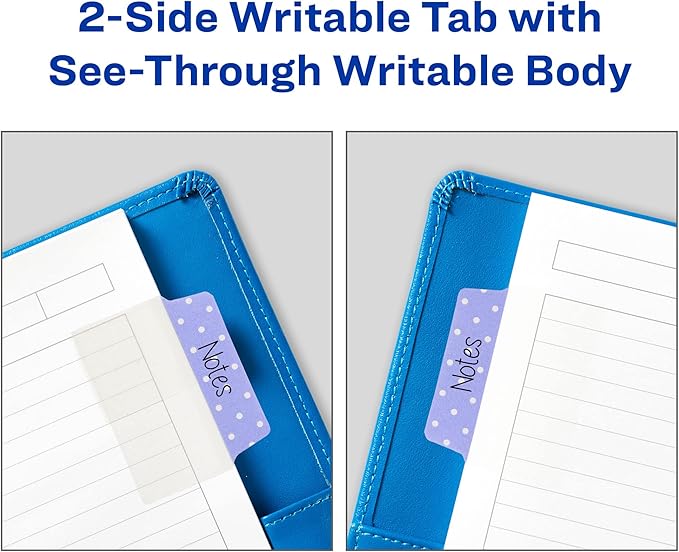 Avery Multiuse Ultra Tabs, 2" x 1.5", 2-Side Writable, Assorted Pastel Dots, 24 Repositionable Tabs (74773)