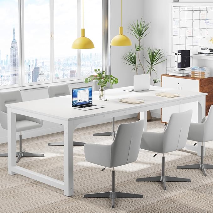 Tribesigns Modern Computer Desk, 78.7 x 39.4 inch X Large Executive Office Desk Computer Table Study Writing Desk Workstation for Home Office,White