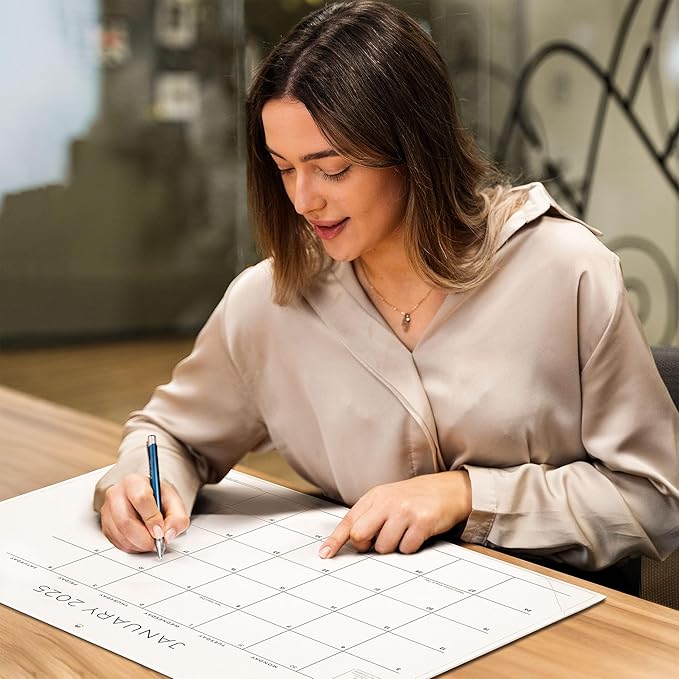 Cabbrix Simplified Desk Calendar 2025-2026 with Desktop Mat, Desk Pad Calendar Large 21" x 16-1/2" Runs from Jan 2025 to Jun 2026, Monthly Desktop Calendar for Home School and Office (Beige)