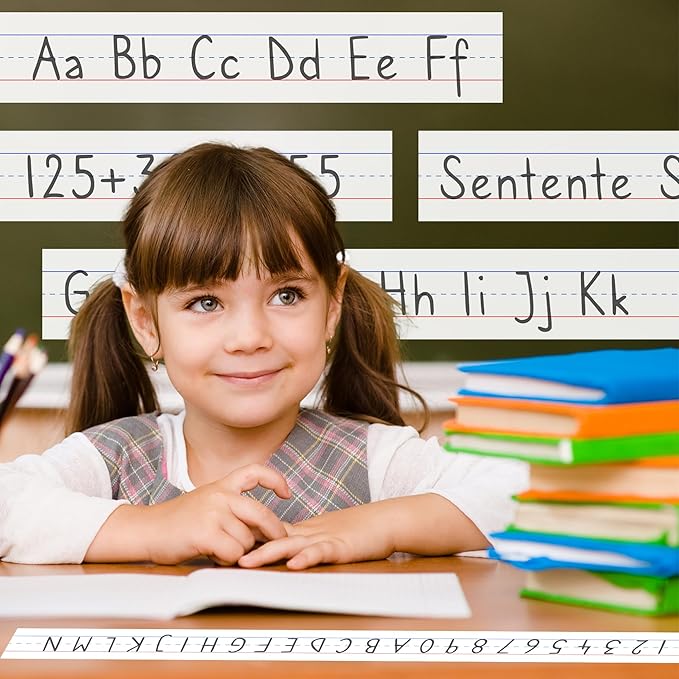 Chell White Sentence Strips Cardstock 3” x 24”, Thick Ruled Word Writing Paper for Teacher Supplies, Classroom and Home, Pack of 100