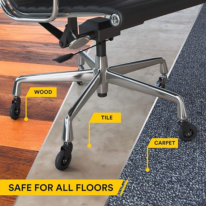 Office Chair Wheels | FIT IKEA Chairs ONLY| Soft 3" Computer Chair Caster Wheels Protect Your Hardwood Floors Better Than Any Office Chair Mat, Set of 5 Desk Chair Wheels, No Scratching or Marking.
