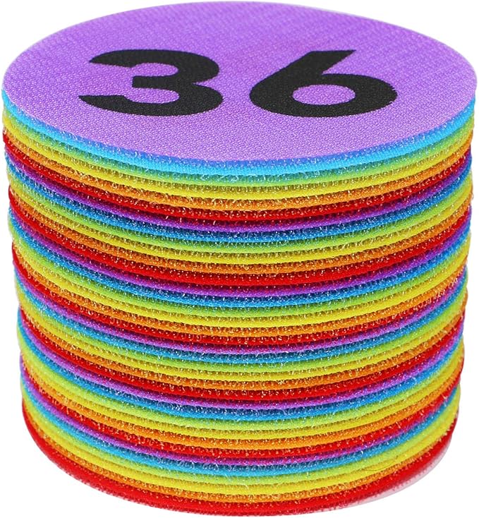 Carpet Spot Markers with Numbers 1-36 for Teachers and Kids, Classroom Floor Circles Dots Rug Mats for Kindergarten Preschool Organization, 4 Inch 36 Pack