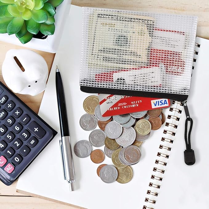 Mesh Zipper Pouches, 6PCS Waterproof Tear-Resistant Document File Folders, B8 Size Zipper Documents Pouch Document Organizer Bags for School Office Home Travel Storage(5×4.1Inch)