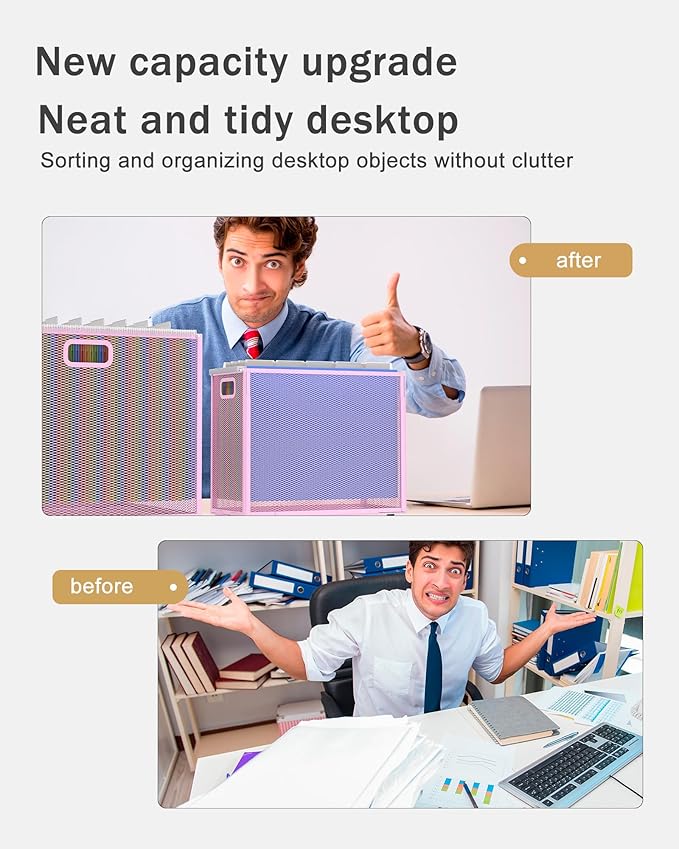 Oterri Hanging File Organizer, Metal File Organizer, Portable Desktop File Organizer for Letter Size Folder, Mesh Hanging File Crate for Office,Folders Not Included(Fairy Pink,2 Pack)