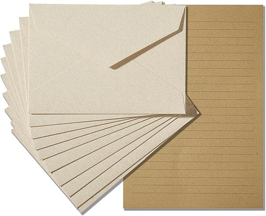 Tuhangcc Stationery Writing Paper and Envelopes Set with Jute Rope 4 X 6 for Writing Letter, (20 Best Paper with 10 Heavyweight envelopes),by Better Gift Office Products (Ivory White)