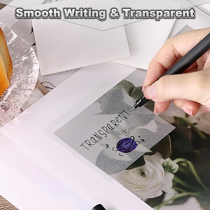 SYMDROMIA Transparent Sticky Notes 12 Pack, Frosted Glitter White 3x3 Inch, High Transparency Glass-Like Adhesive Clear Seee Through Sticky Notes for Women Office School Supplies 600 Sheets