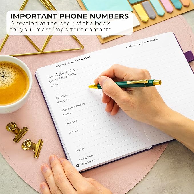 Clever Fox Address Book with alphabetic tabs - PU Leather Telephone and Address Book for Keeping Contacts Safe, Contact Organizer Journal, Medium Size (5.3″ x 7.7″) Hardcover, Purple