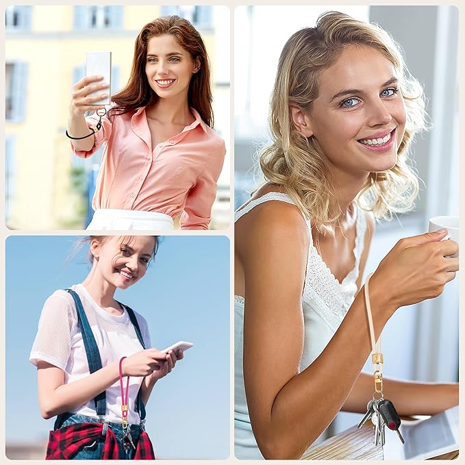 Fishent Keychain Wristlet lanyard, Cute Key Chain Holder, Upgraded Woven Wrist Lanyard for Keys, Wristlet Strap Keychain for Women Men Car Keys ID Badges Card Wallet Phone (Pink)