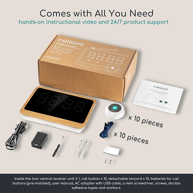 Wireless Call Light System with Call Buttons for Elderly at Home Call Bell for Clinic Seniors Assisted Living Emergency Wellness Center Hospital Restaurant, Maple Wood Texture