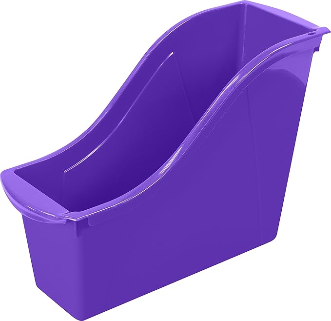 Storex Small Book Bin, Linking Storage Bins, Dry Erase Surface, 11.75" x 8.5" x 4.5", Violet, 6-Pack