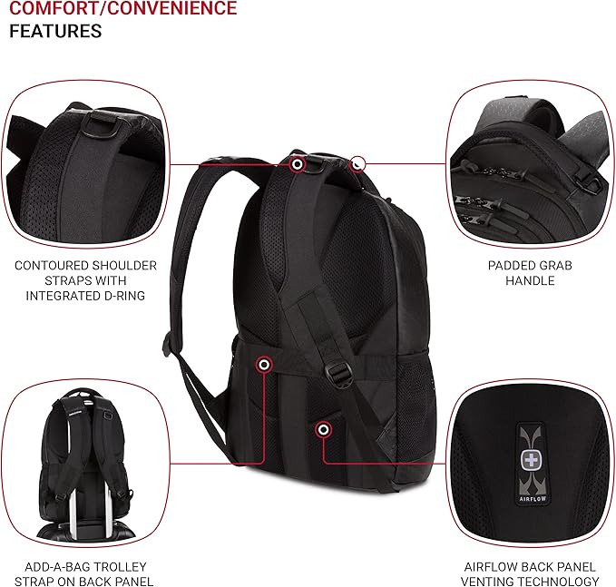 SwissGear Cecil 5505 Laptop Backpack, Black Hex, 18-Inch