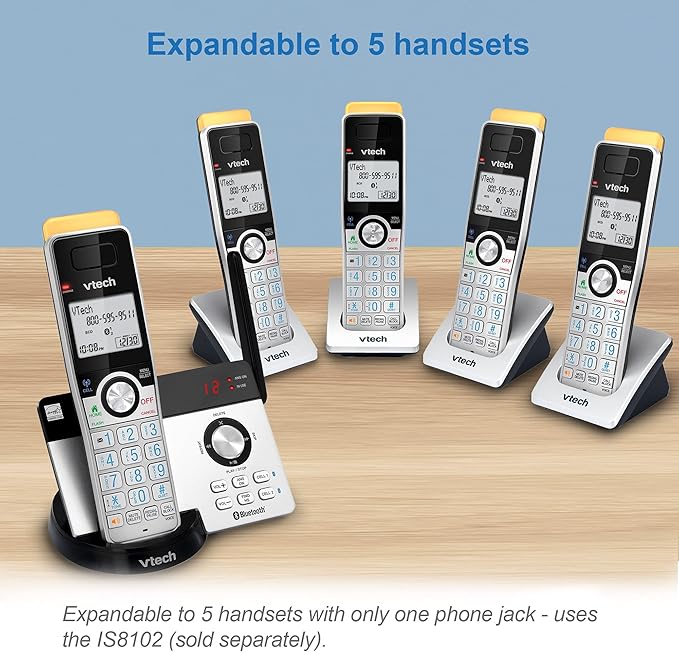 VTech IS8121-3 Super Long Range up to 2300 Feet DECT 6.0 Bluetooth 3 Handset Cordless Phone for Home with Answering Machine, Call Blocking, Connect to Cell, Intercom and Expandable to 5 Handsets