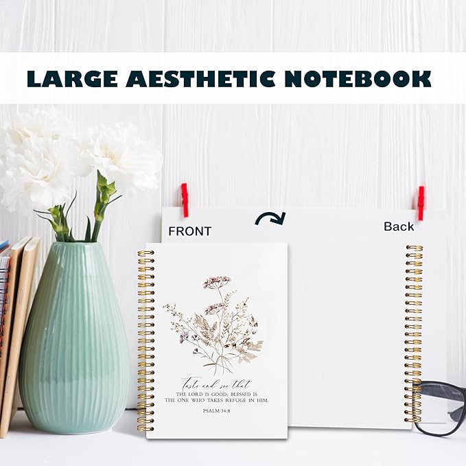 BearCake bible notebooks for note taking,Christian Notebook,Christian Gifts for Women,Taste and See That the Lord is Good Floral spiral bible with note taking space,spiral bible 5.5x8.3
