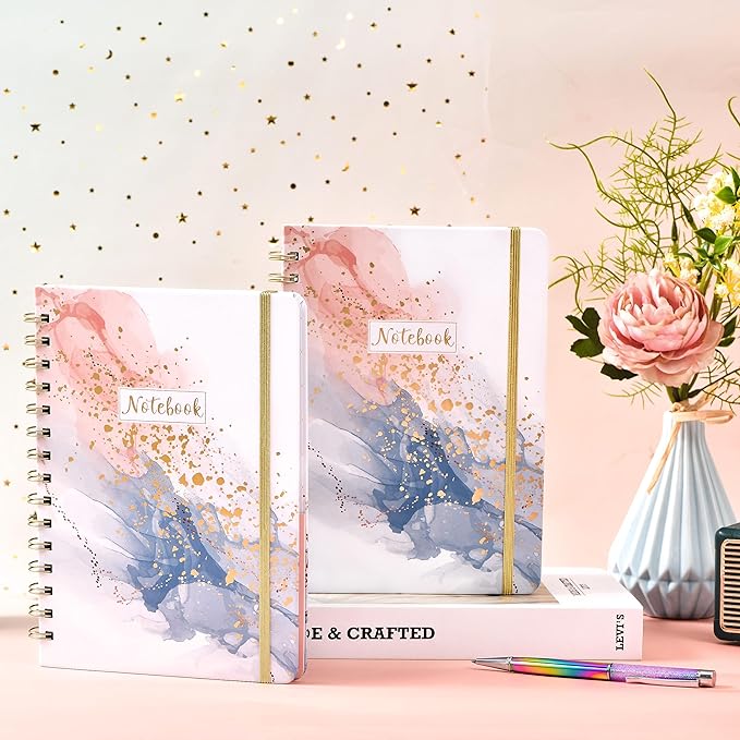 Ruled Notebook/Journal - Daily Planner with Premium Thick Paper, 6.2" X 8.4", Spiral Notebook/Journal, Banded with Waterproof Hardcover, Exquisite Inner Pocket for School, Office & Home