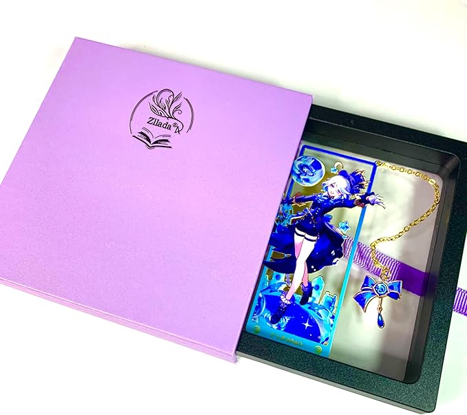 Genshin Impact Furina Metal Bookmark - Anime Figure Merch with 3D Display Box - Birthday Gifts for Fans Friends Gamer Book Lovers - Zllada