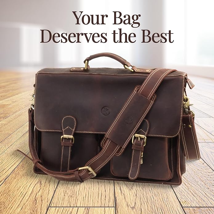 NJ Leatherworks Leather Bag Strap, Adjustable Replacement Shoulder Strap for Messenger, Duffel, Laptop, Camera Bags or Purses