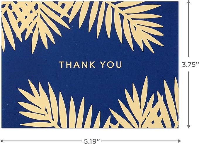 Hallmark Thank You Cards Assortment, Gold and Navy (120 Thank You Notes with Envelopes for Wedding, Bridal Shower, Baby Shower, Business, Graduation)