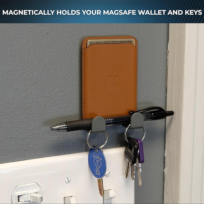 Apple Wallet Wall Mount - Wallet and Key Magnetic Steel Mounting Bracket Phone Wall Holder for Iphone and Mag Safe Accessory