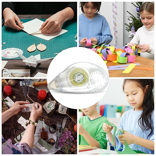 Glue Runner Permanent, Double Sided Adhesive Scrapbook Runner Tape Roller, 0.3-inch by 360-Inch, Permanent Adhesive Dots Roller Applicator - 12 Packs White and Blue