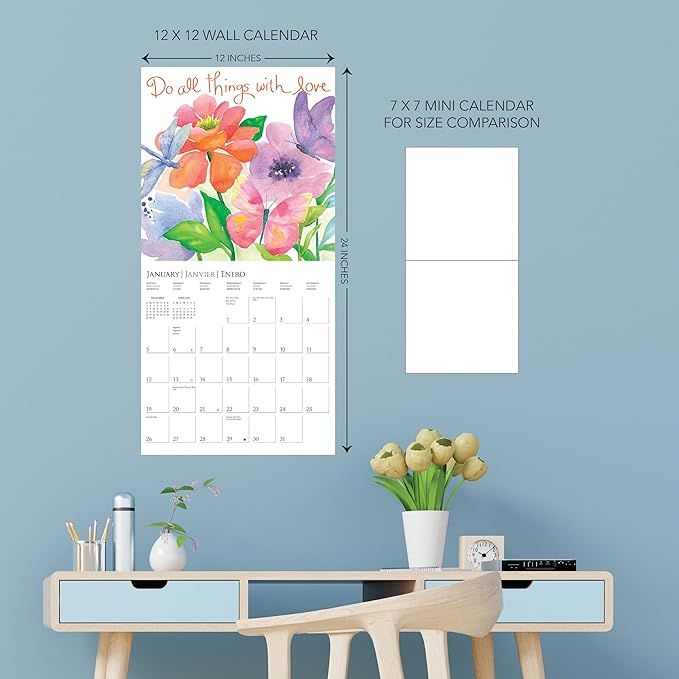 Graphique 2025 Live Laugh Love Wall Calendar | 12” x 12” | Thick Paper | Home & Office Organizer | Large Monthly Grid | 3 Languages & Marked Holidays | 4 Month Preview Page for 2026