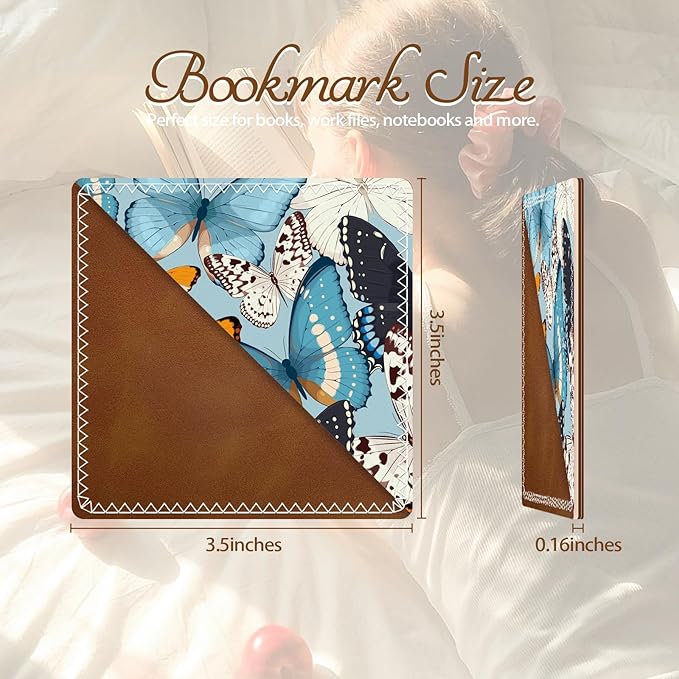 Personalized Leather Bookmarks, Fun & Cute Book Accessories for Reading Lovers, Unbreakable Page Markers for Women Men Girls Boys Student Teacher Kids Retirement Birthday Gifts (Butterfly)