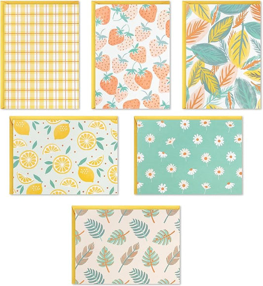 Hallmark Blank Cards Assortment, 24 Cards with Envelopes (Citrus, Greenery, Gingham, Strawberries) for Easter, Mother's Day, Any Occasion