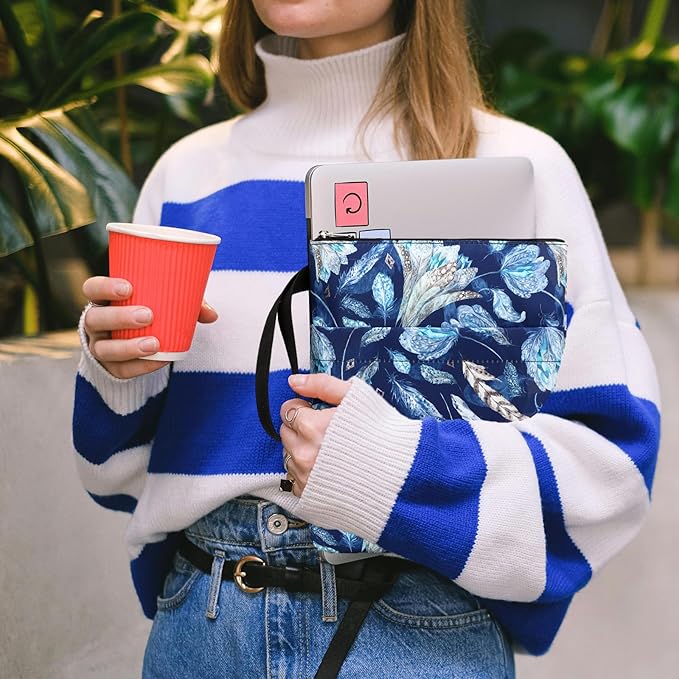 DSIUE Book Sleeve Book Lover Gifts Book Protector with Zipper, Book Covers for Paperbacks, Book Pouch with Pockets, Book Accessories,11.4 X 9 Inch